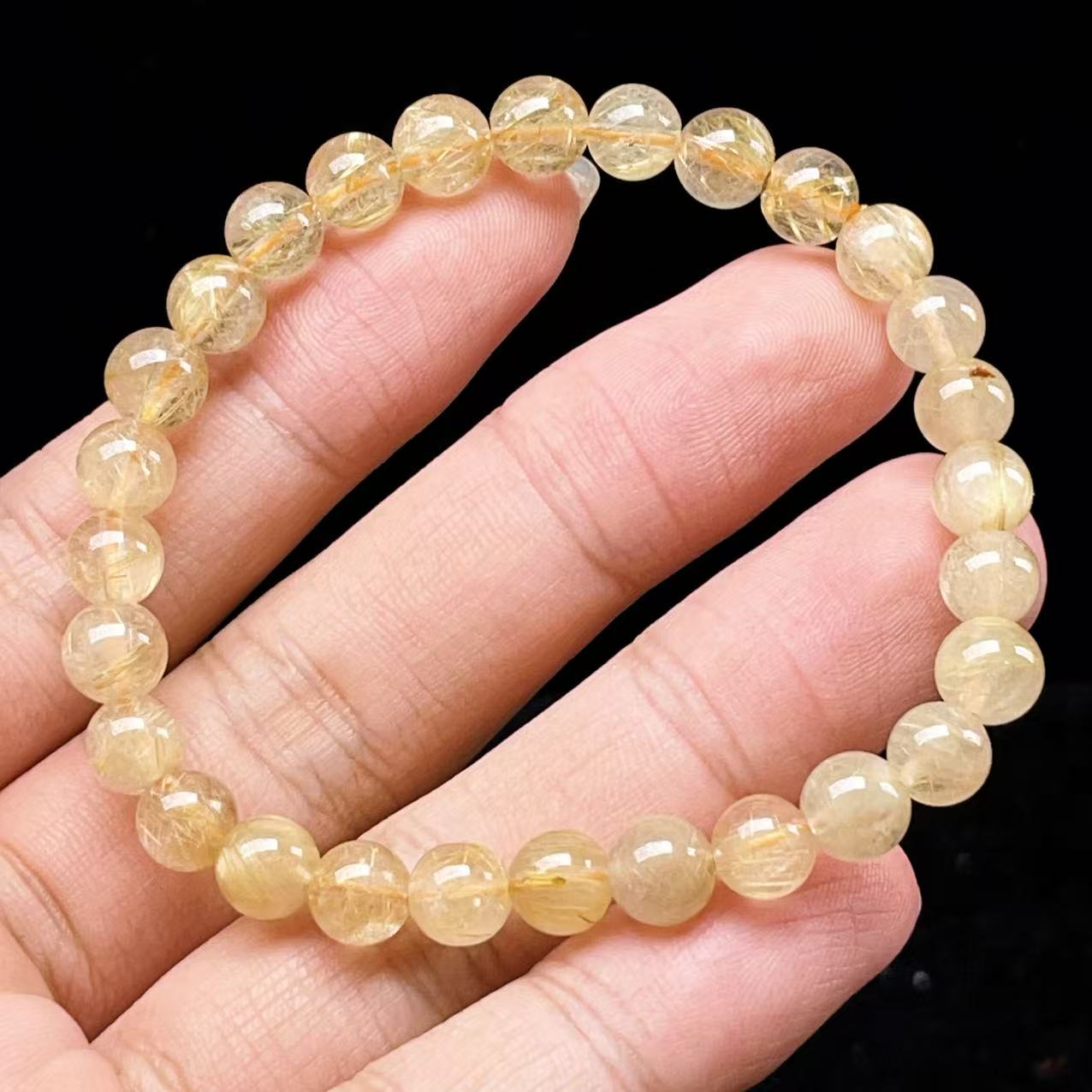 ブラジル産 タイチンルチル ブレスレット② PROME 天然石【一点物】高品質・タイチンルチル・ゴールデンルチル