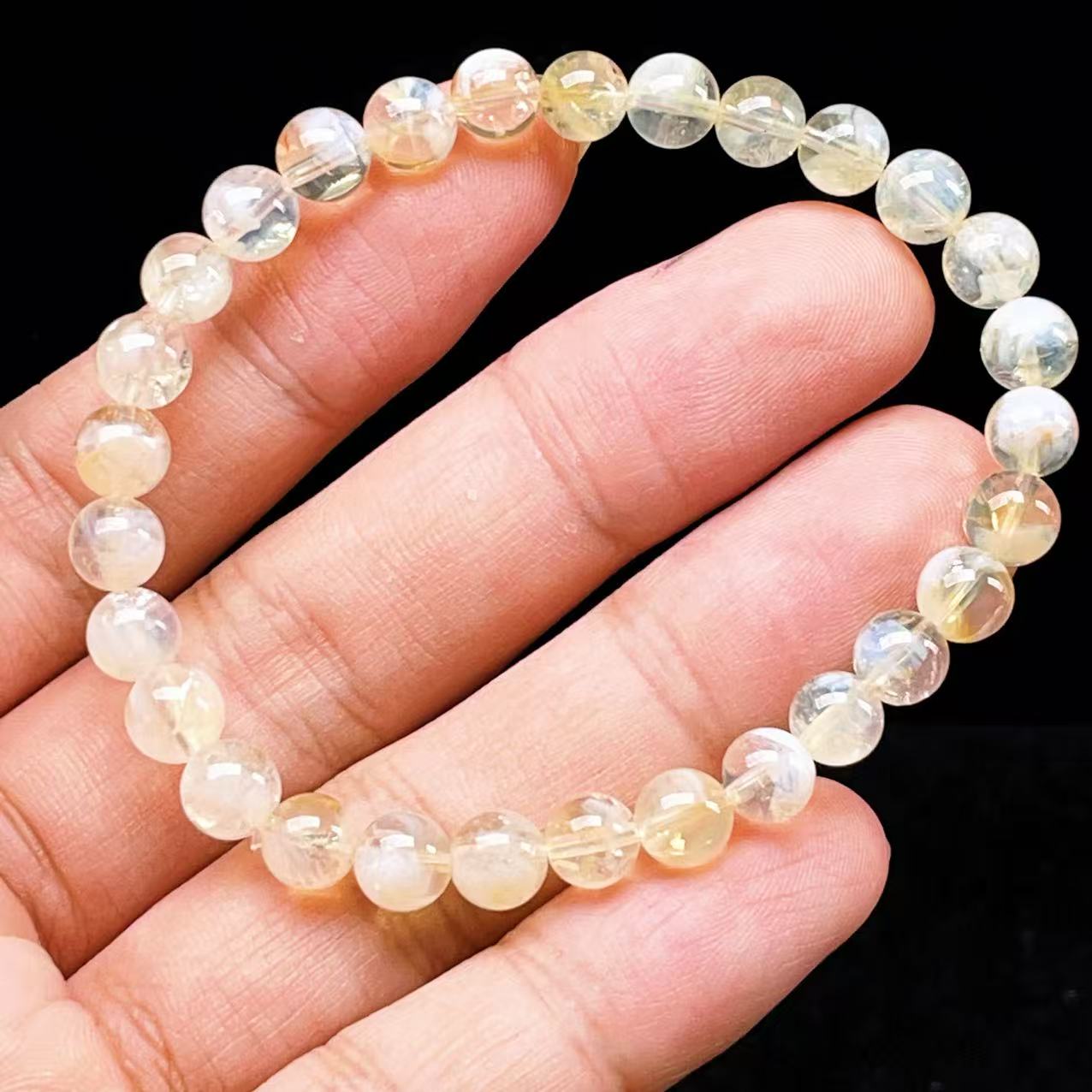 【お値下げ】天然石 エンジェルラダーファントムシトリン　ブレスレット PROME 天然石【一点物】高品質・エンジェルラダーインシトリン・ディス
