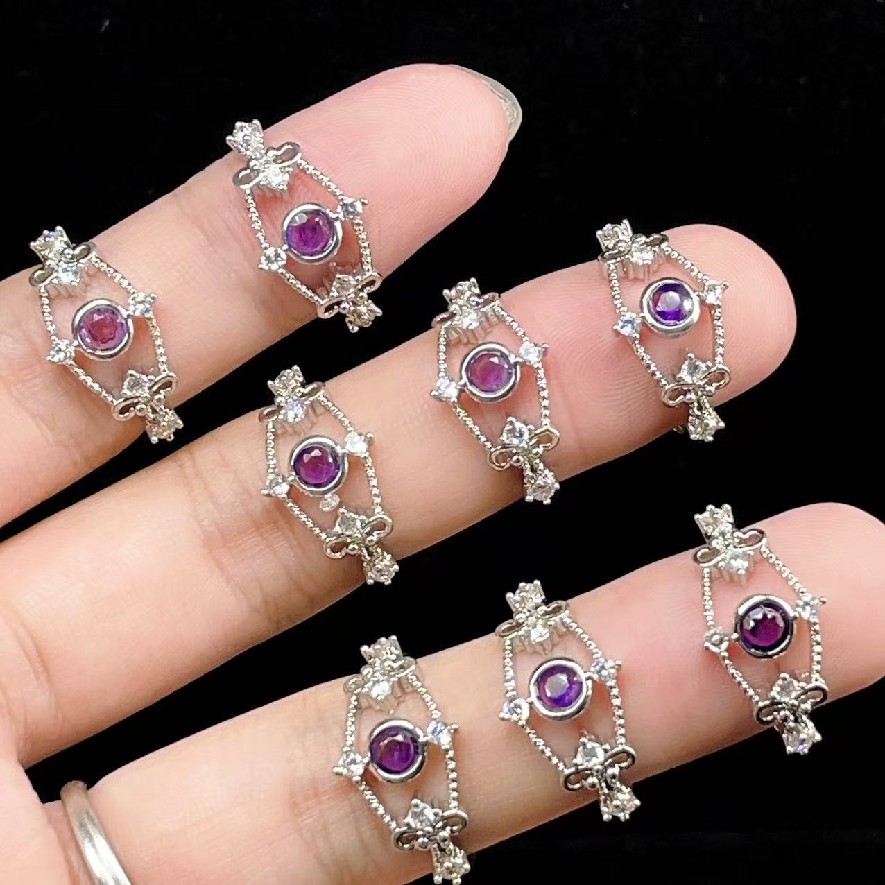 Yahoo! Yahoo!ショッピング(ヤフー ショッピング)PROME 天然石・特別仕様品・再入荷不可・アメジスト・白銅指輪・フリーサイズ・p5354