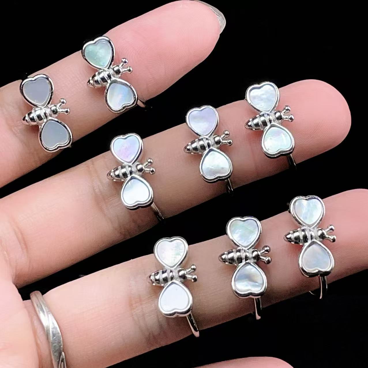 Yahoo! Yahoo!ショッピング(ヤフー ショッピング)PROME 天然石・特別仕様品・再入荷不可・マザーオブパール・白銅指輪・フリーサイズ・p5374