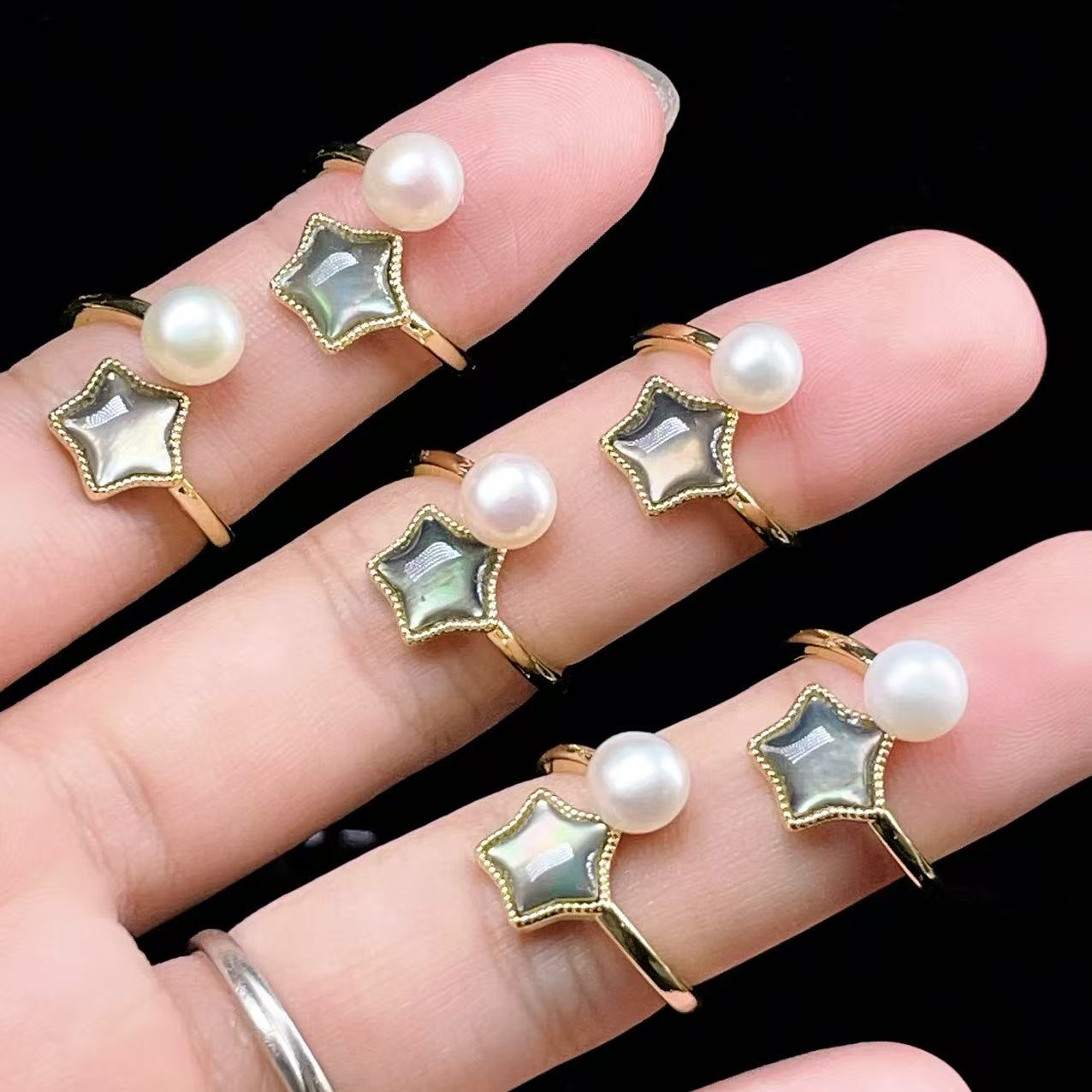 Yahoo! Yahoo!ショッピング(ヤフー ショッピング)PROME 天然石・特別仕様品・再入荷不可・淡水パール＋アワビシェル・白銅指輪・フリーサイズ・p5406