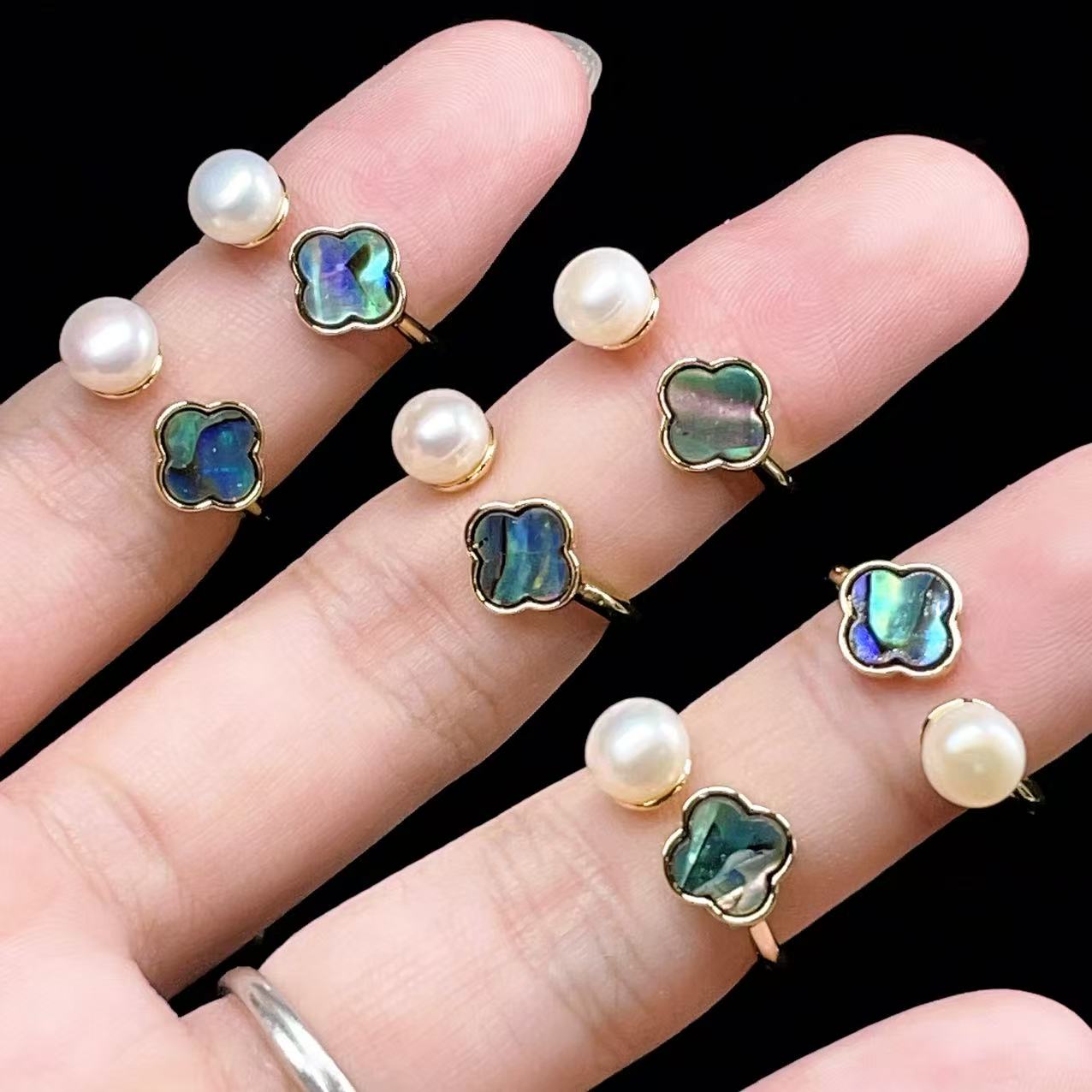 Yahoo! Yahoo!ショッピング(ヤフー ショッピング)PROME 天然石・特別仕様品・再入荷不可・淡水パール＋アワビシェル・白銅指輪・フリーサイズ・p5408