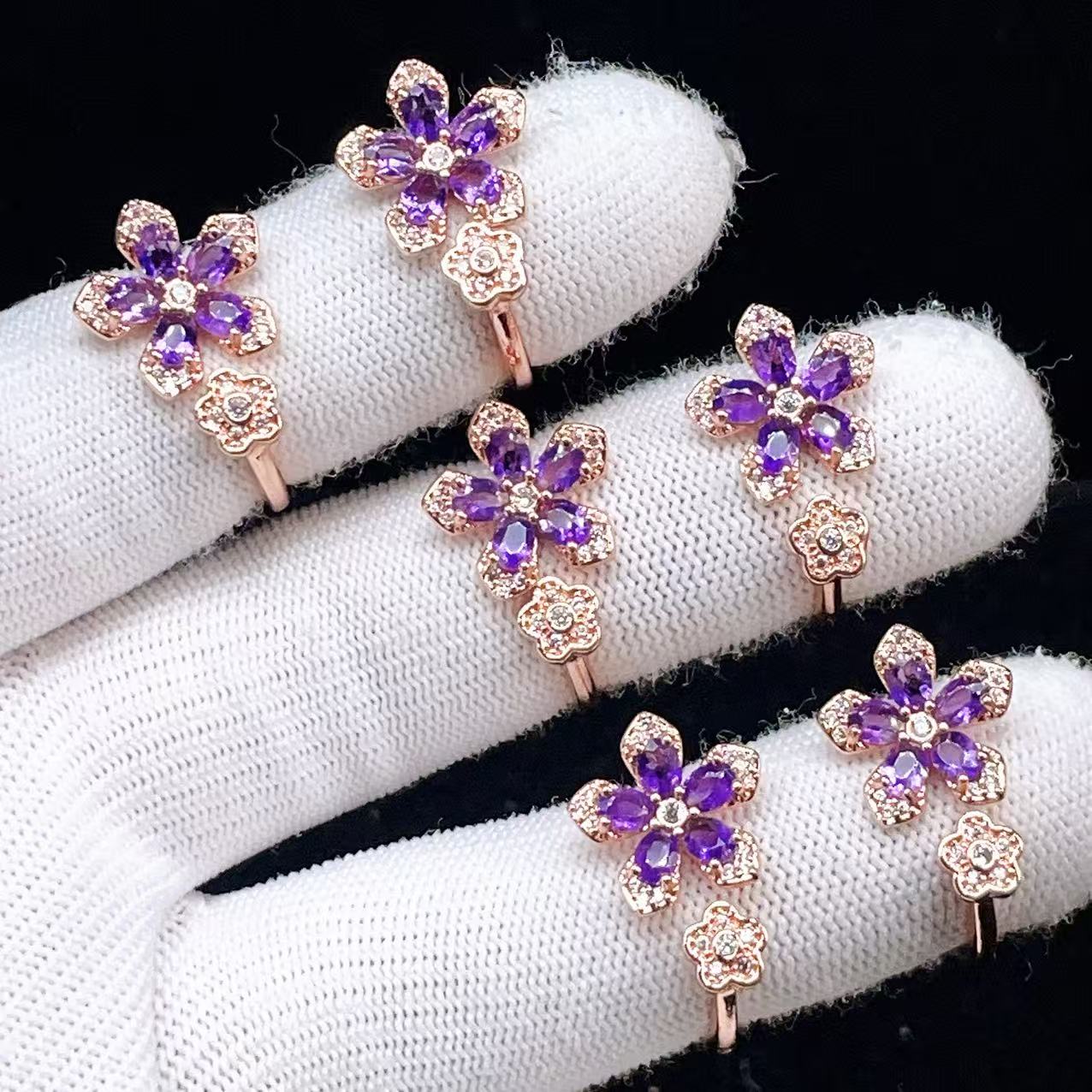 PROME 天然石・特別仕様品・限定品・再入荷不可・アメジスト・白銅（キュプロニッケル）製・指輪・フリーサイズ・P6884