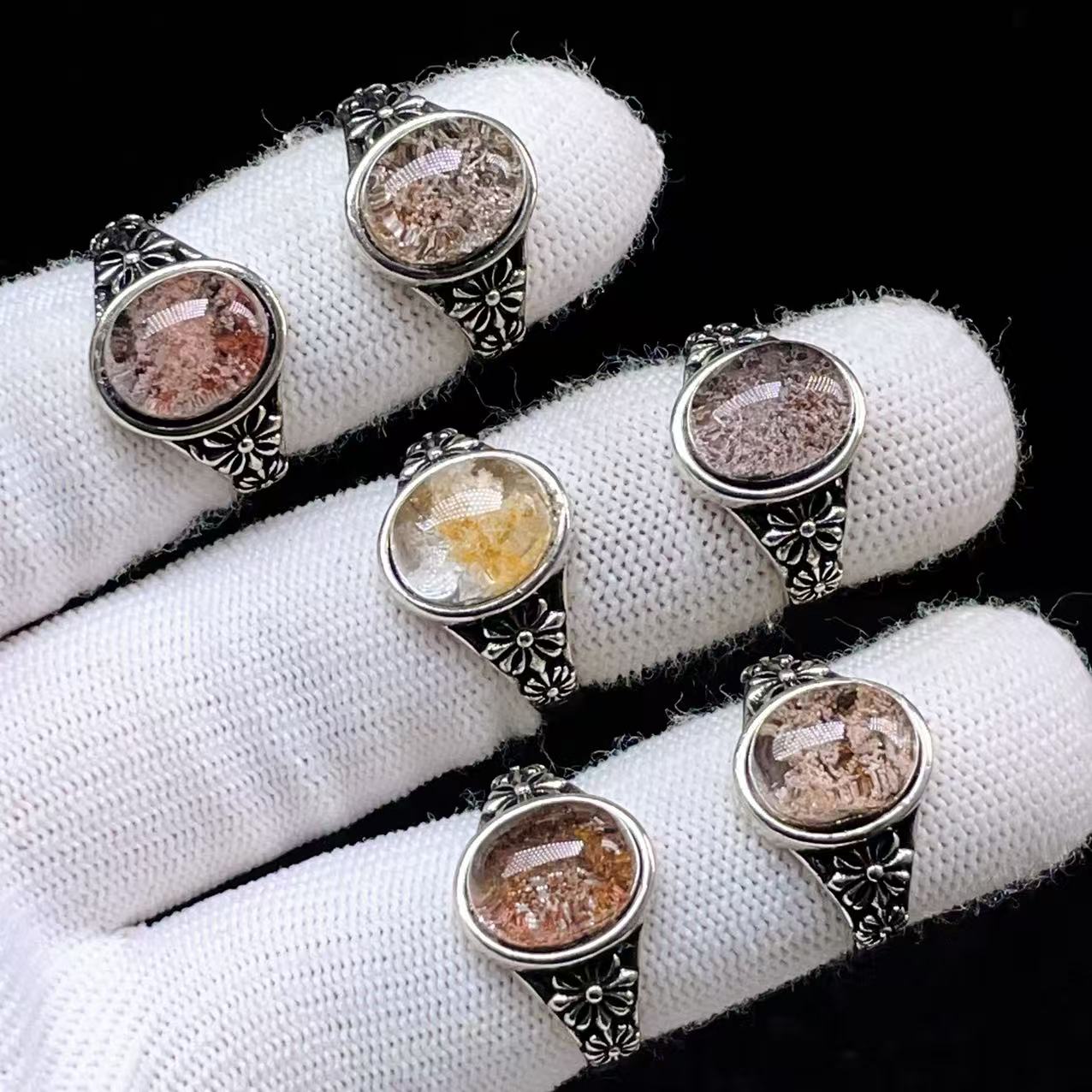 PROME 天然石 特別仕様品・限定品・再入荷不可・ガーデンクオーツ・白銅指輪・フリーサイズ・P7088