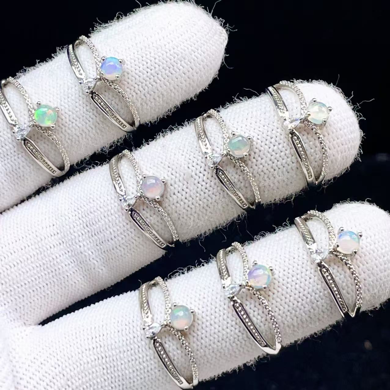 PROME 天然石 特別仕様品・限定品・再入荷不可・プレシャスオパール・白銅指輪・フリーサイズ・P7497