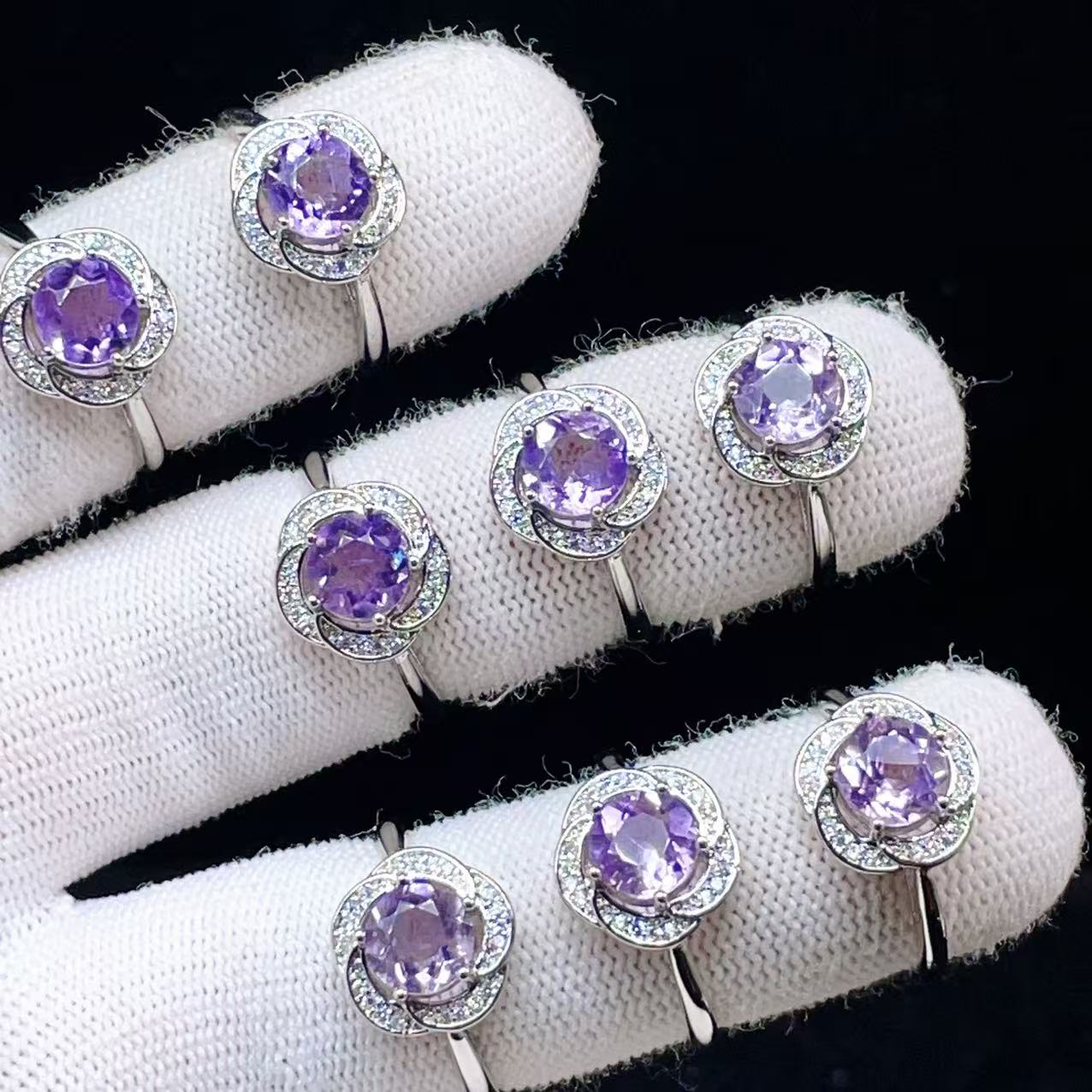 PROME 天然石 特別仕様品・限定品・再入荷不可・アメジスト・白銅指輪・フリーサイズ・P7603