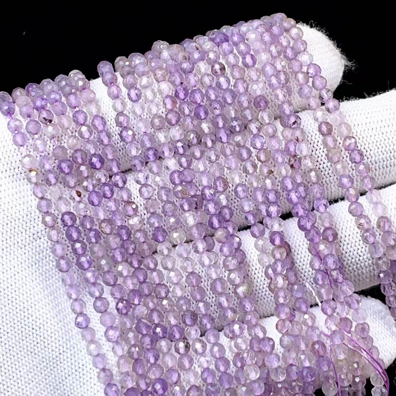 Yahoo! Yahoo!ショッピング(ヤフー ショッピング)PROME 天然石・高品質 ・アメジストファントム・ブラジル産・ミラーボールカット・3mm ・40cm・連材・DIY・ハンドメイド用・ NO.P5267