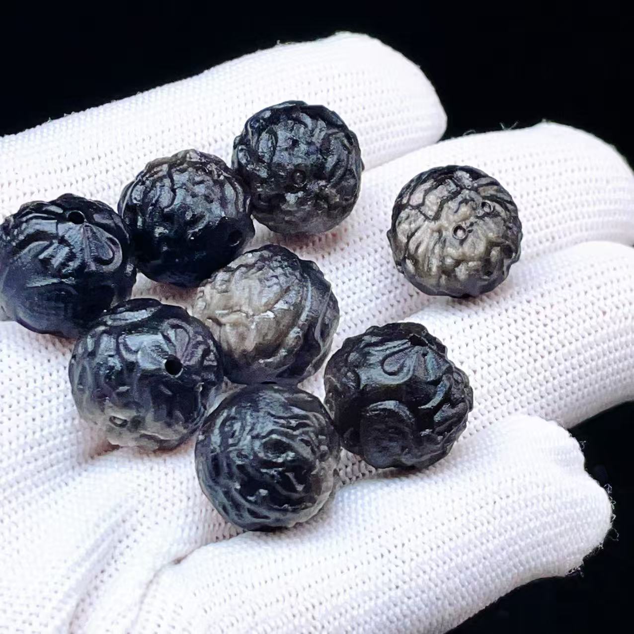 PROME 天然石・高品質・オブシディアン・メキシコ産・作家様向けDIYパーツ・彫刻品・貫通孔・p7933