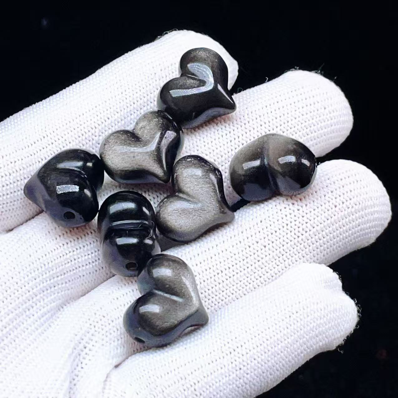 PROME 天然石・高品質・オブシディアン・メキシコ産・作家様向けDIYパーツ・彫刻品・貫通孔・p7959