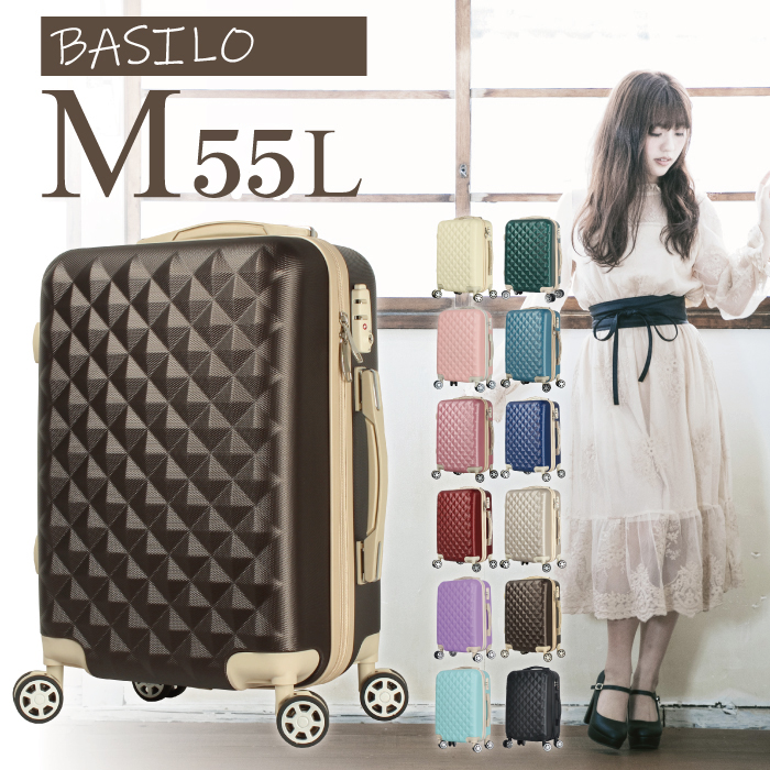かわいい❗キルトタイプ スーツケース  Mサイズ　ネイビー❗
