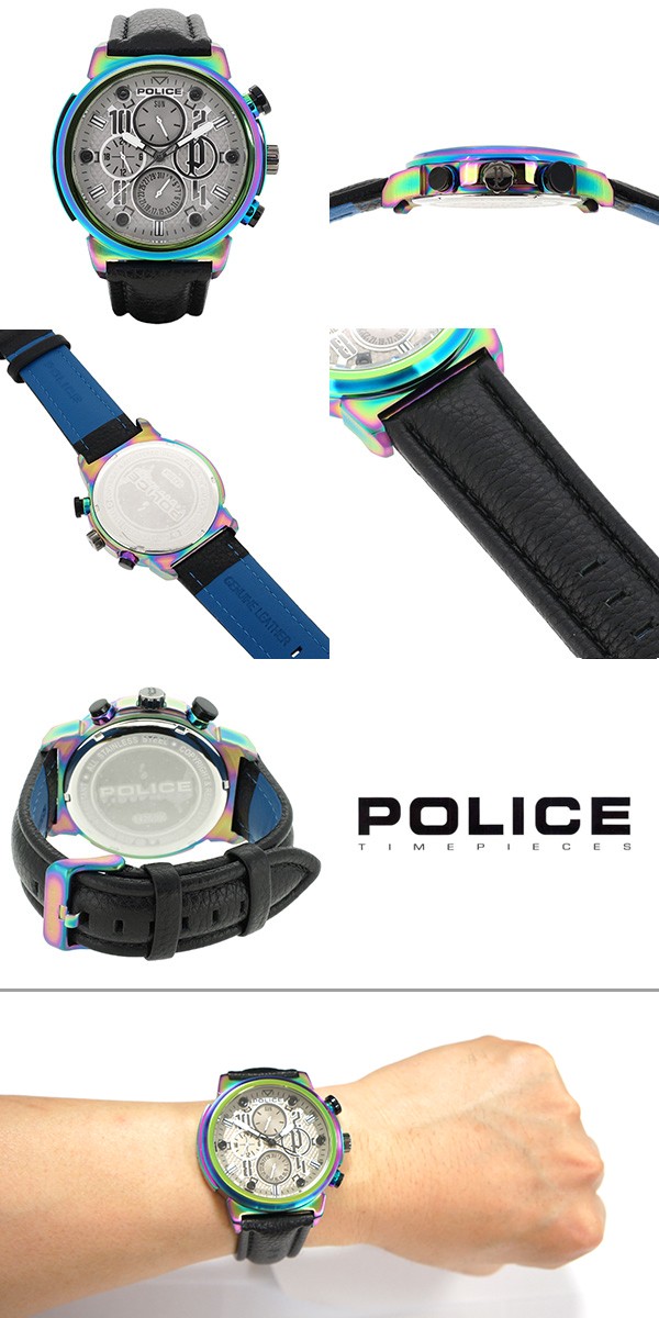 【美品】ポリス BOA 14250XSRW-61 POLICE 腕時計 メンズ ブランド ポリス BOA レインボーGUN