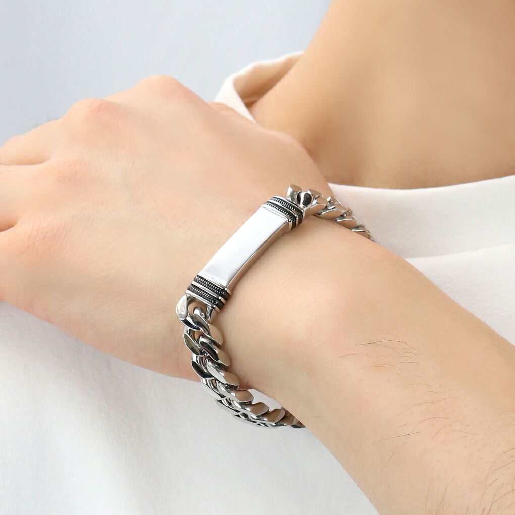 サージカルステンレス プレート ID ブレスレット ステンレス バングル