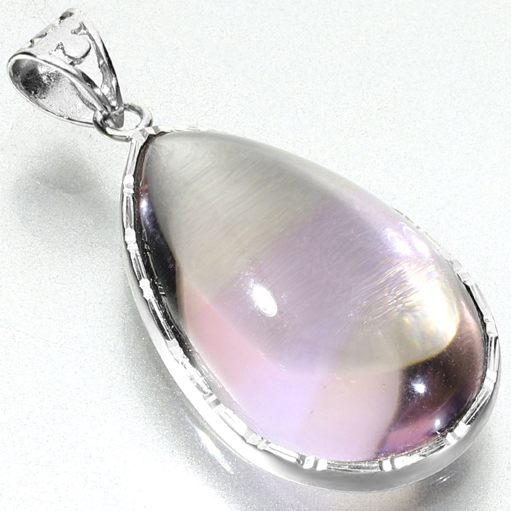 高品質 アメトリン シルバー ペンダントトップ ドロップ チェーンなし