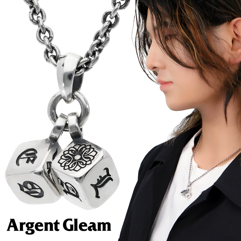 Argent Gleam アージェントグリーム ロゴ ダブル ダイス ネックレス ペンダント ペンダ ...