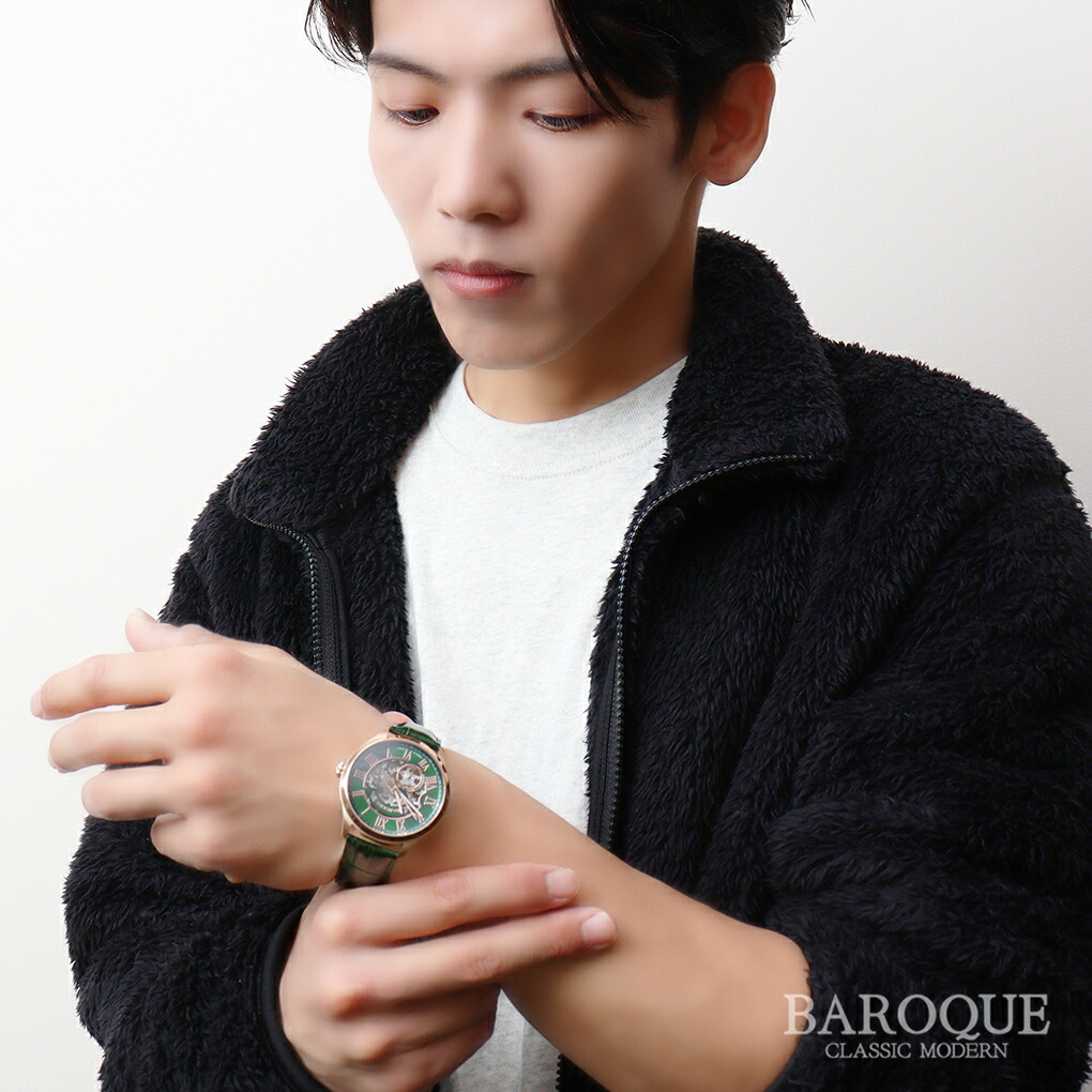 BAROQUE 腕時計 BA2006 グリーン 日本製 時計 ウォッチ 紳士 ビジネス