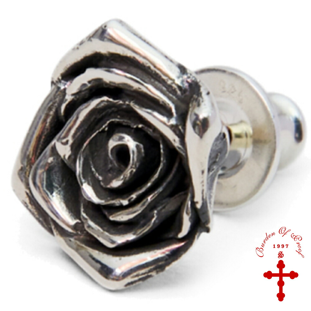 BURDEN OF PROOF ローズ スタッズピアス ピアス 1P 片耳用 シルバー 925 薔薇 バラ 花 グッズ 立体 シルバーピアス スタッドピアス メンズ レディース 爆買