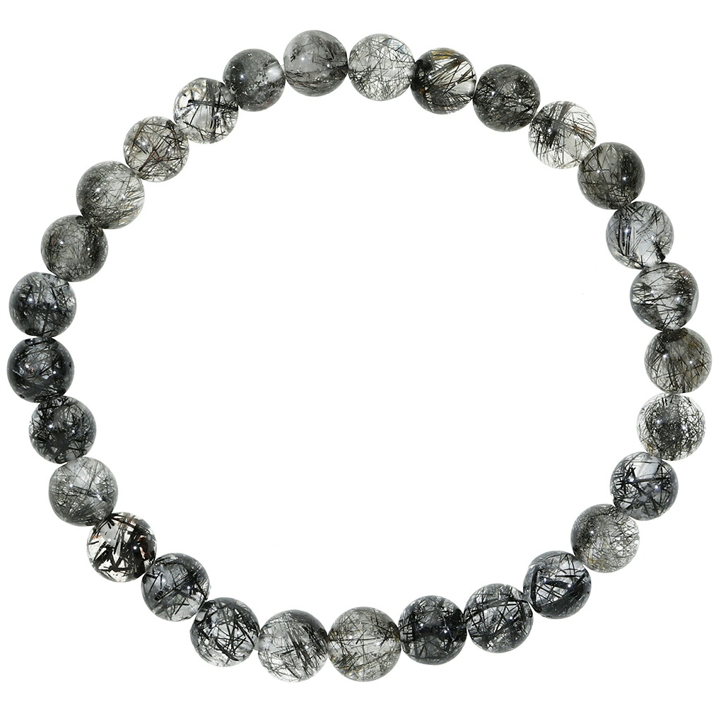 ブラックルチルクォーツ ブレスレット 6.3mm 17cm レディース M サイズ