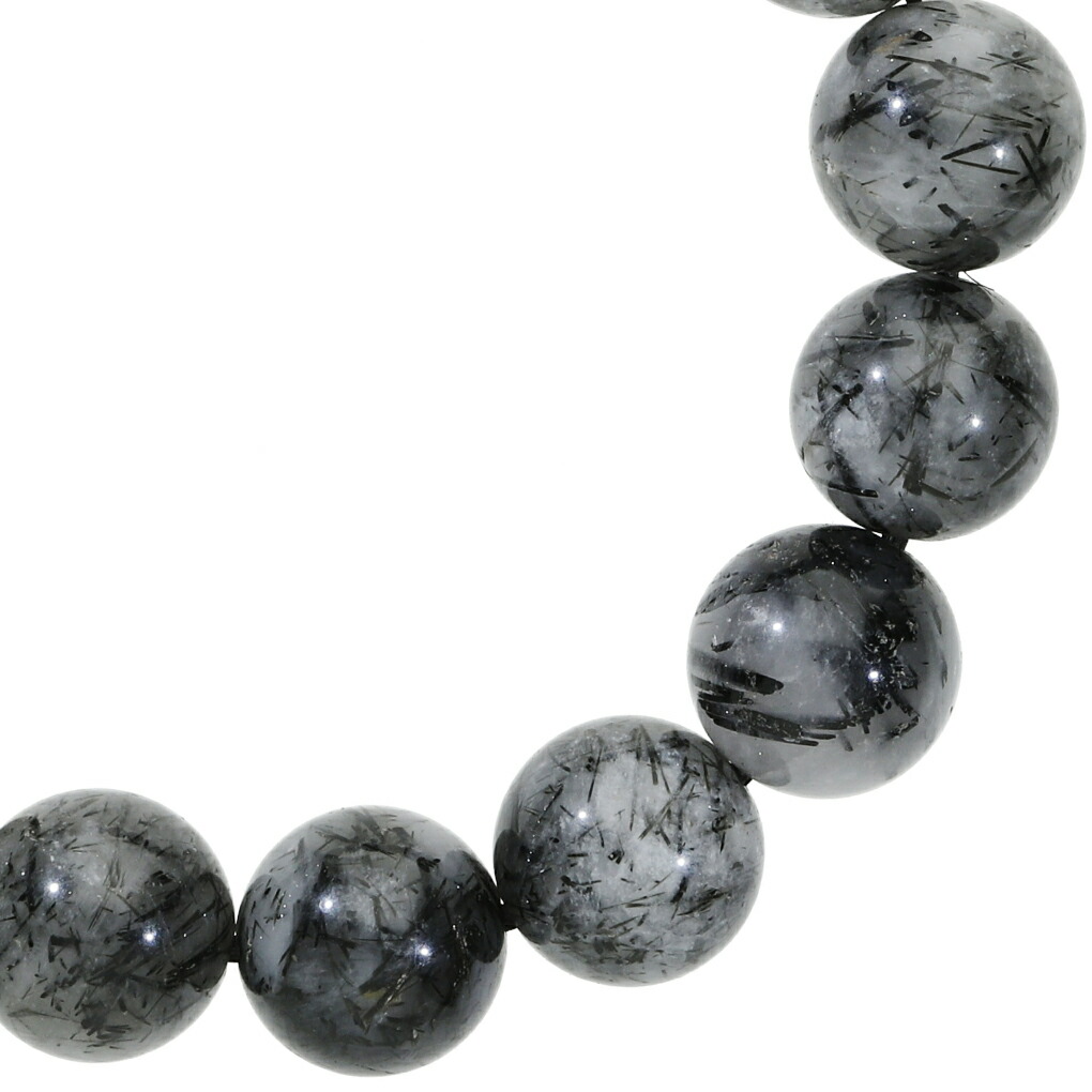 ブラックルチルクォーツ ブレスレット 12mm 17cm レディース M サイズ