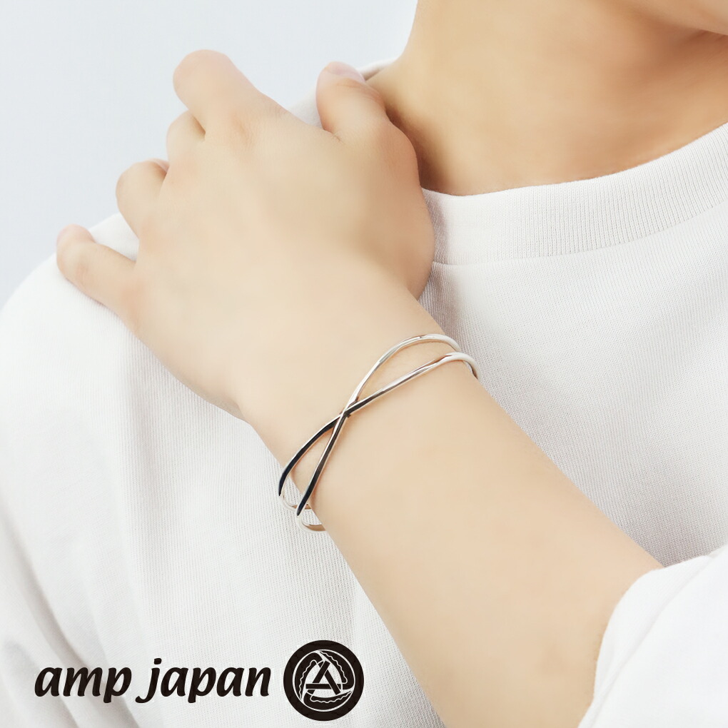 amp japan アンプジャパン HYJK-320 クロス ワイヤー シルバー バングル シンプル 細身 細め ブレスレット ブレス 腕輪 メンズ レディース 男性 女性 | amp japan | 02