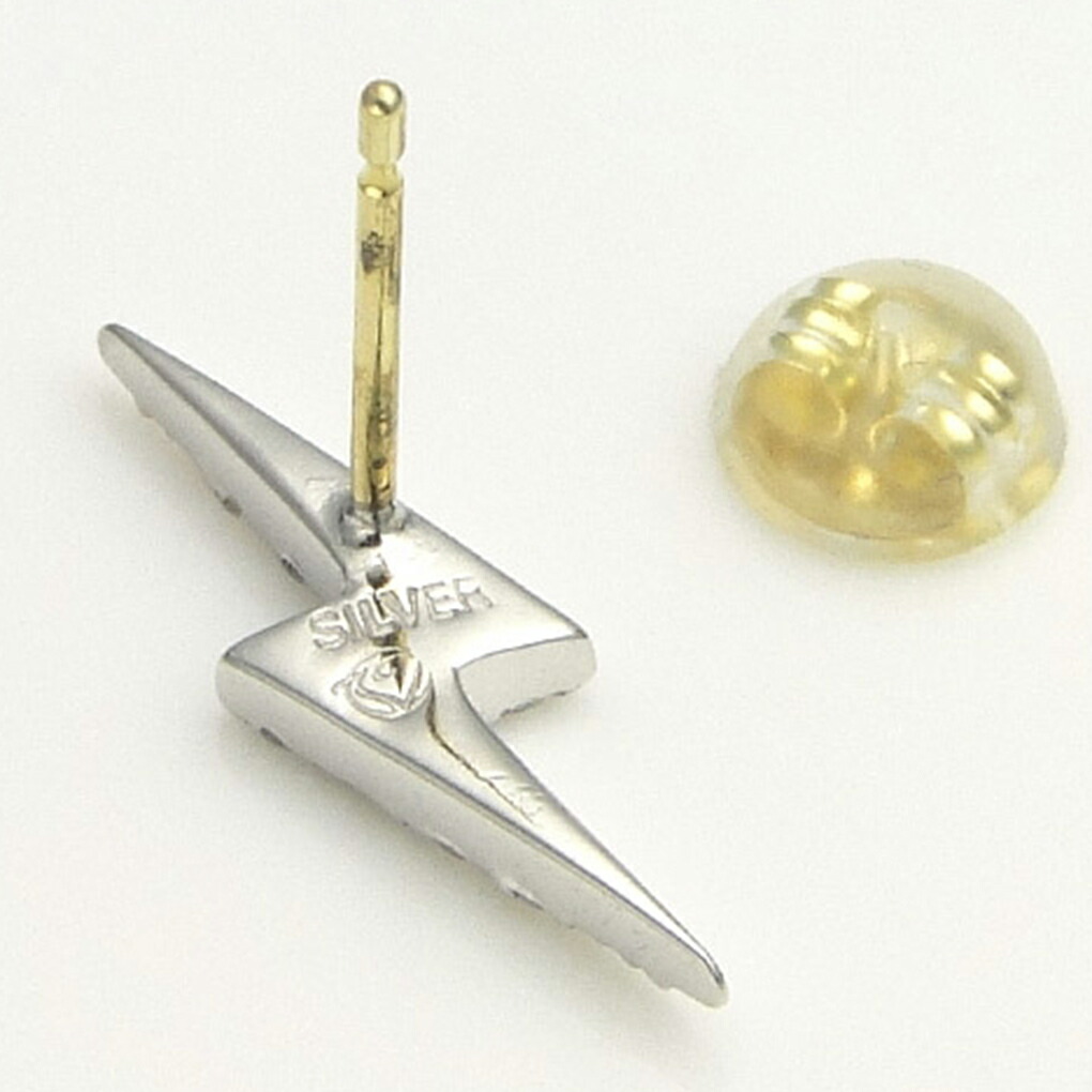 Velvet Lounge ライトニング スタッド ピアス 1P 片耳用 シルバー 925 稲妻 イナズマ 雷 スパーク 電気 マーク ジルコニア シルバーピアス 爆買の画像