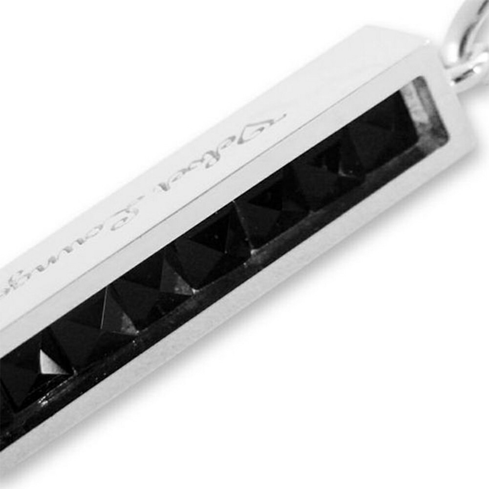 Velvet Lounge スタッド クラブ ペンダント ネックレス チェーン付き シルバー 925 スティック バー 棒 オニキス シンプル ブラック 黒 天然石 メンズ 爆買の画像