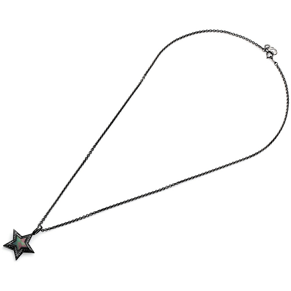 Velvet Lounge スターダスト スター ペンダント ブラック ネックレス チェーン付き シルバー 925 シェル 星 星ネックレス シンプル メンズ レディース 爆買の画像