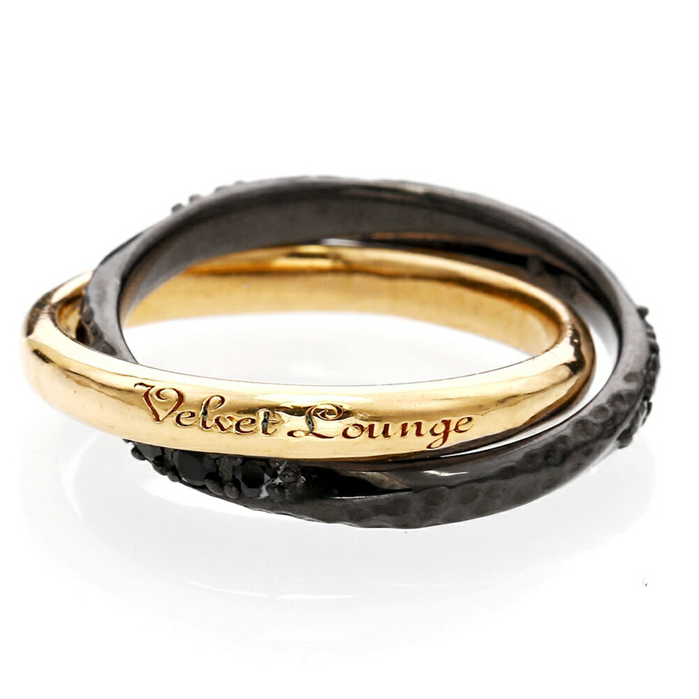 Velvet Lounge Intersect インターセクト リング ゴールド × ブラック キュービックジルコニア 指輪 5〜23号 シルバー 925 2連 二連 シンプル 爆買の画像