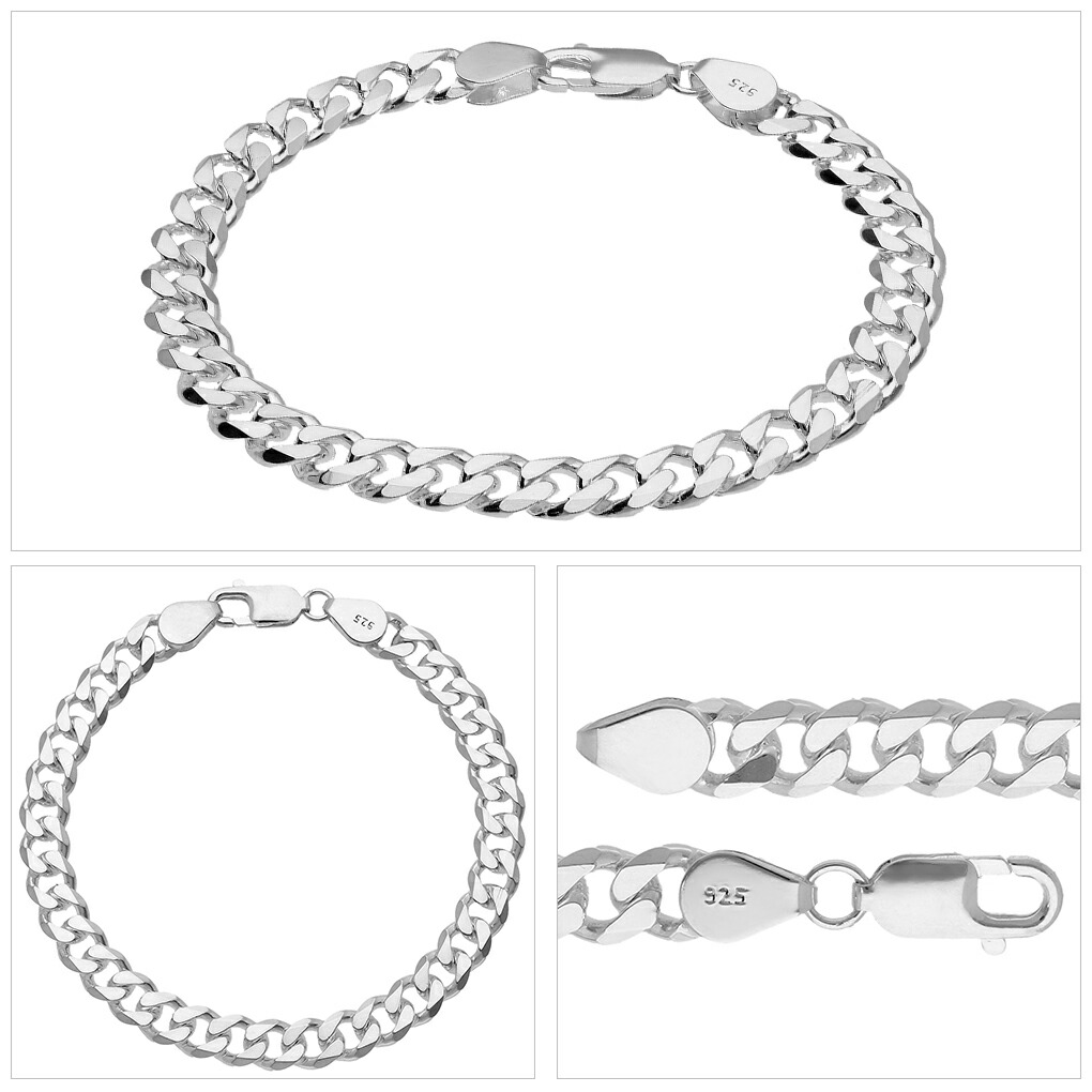 シルバー 喜平 チェーン ブレスレット 21cm 幅7.7mm 6面カット きへい