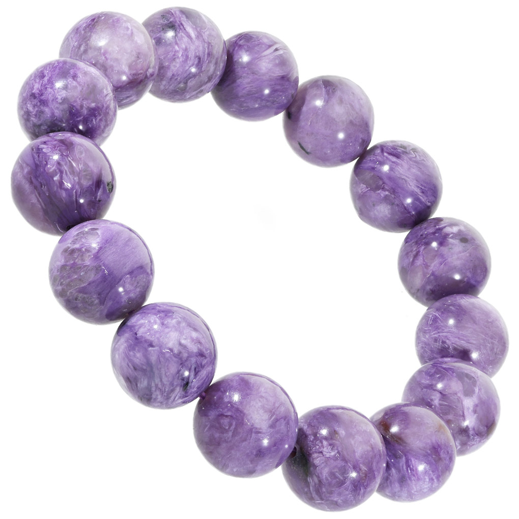 良質 チャロアイト 大玉　14㍉　天然石ブレスレット チャロアイト ブレスレット 大玉 14.2mm 18.5cm メンズ L レディース