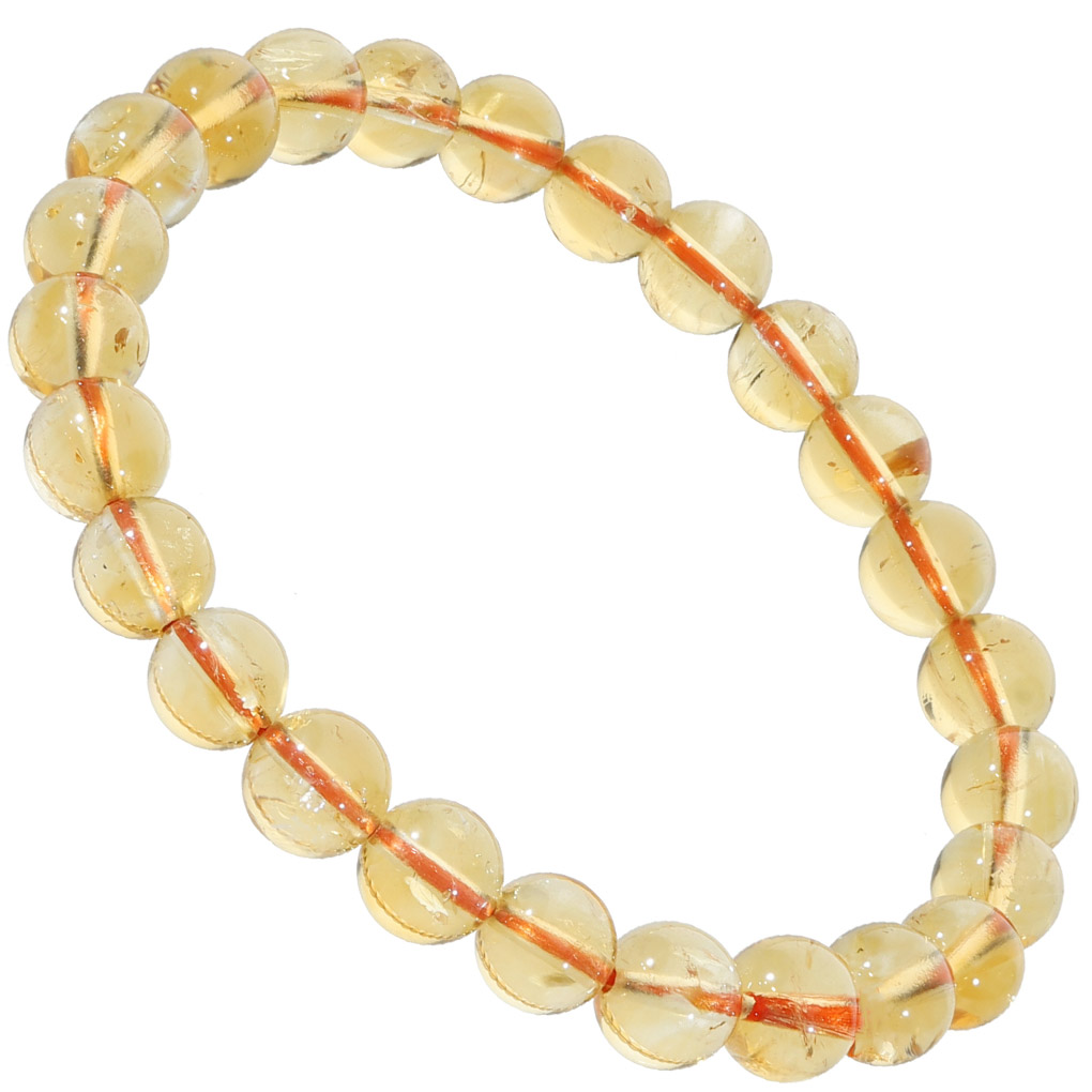シトリン ブレスレット 7.5mm 17.5cm メンズ M レディース L サイズ