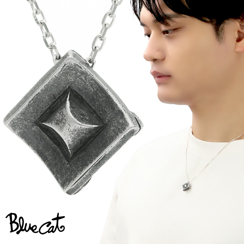 Blue Cat ウェーブ ダイヤ ネックレス ペンダント メンズネックレス 