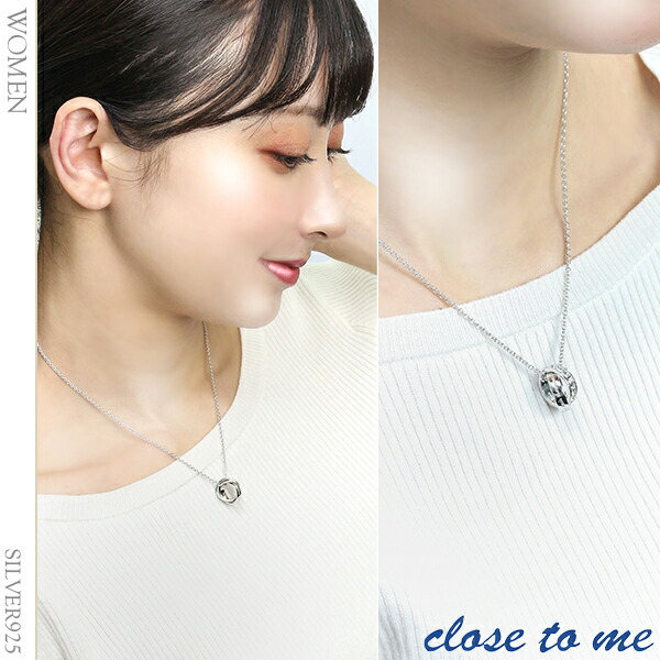 ペアネックレス 刻印 ブランド シルバー close to me スワロフスキー