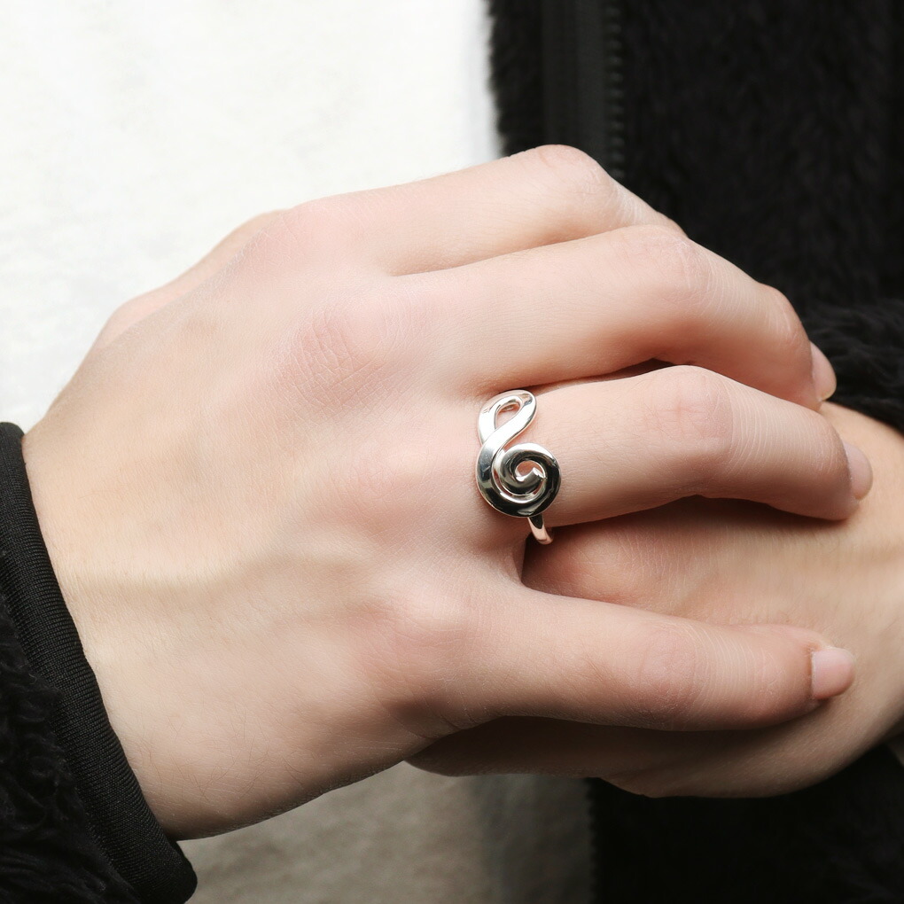 ト音記号 リング 指輪 11〜28号 シルバー 925 鏡面 白仕上げ