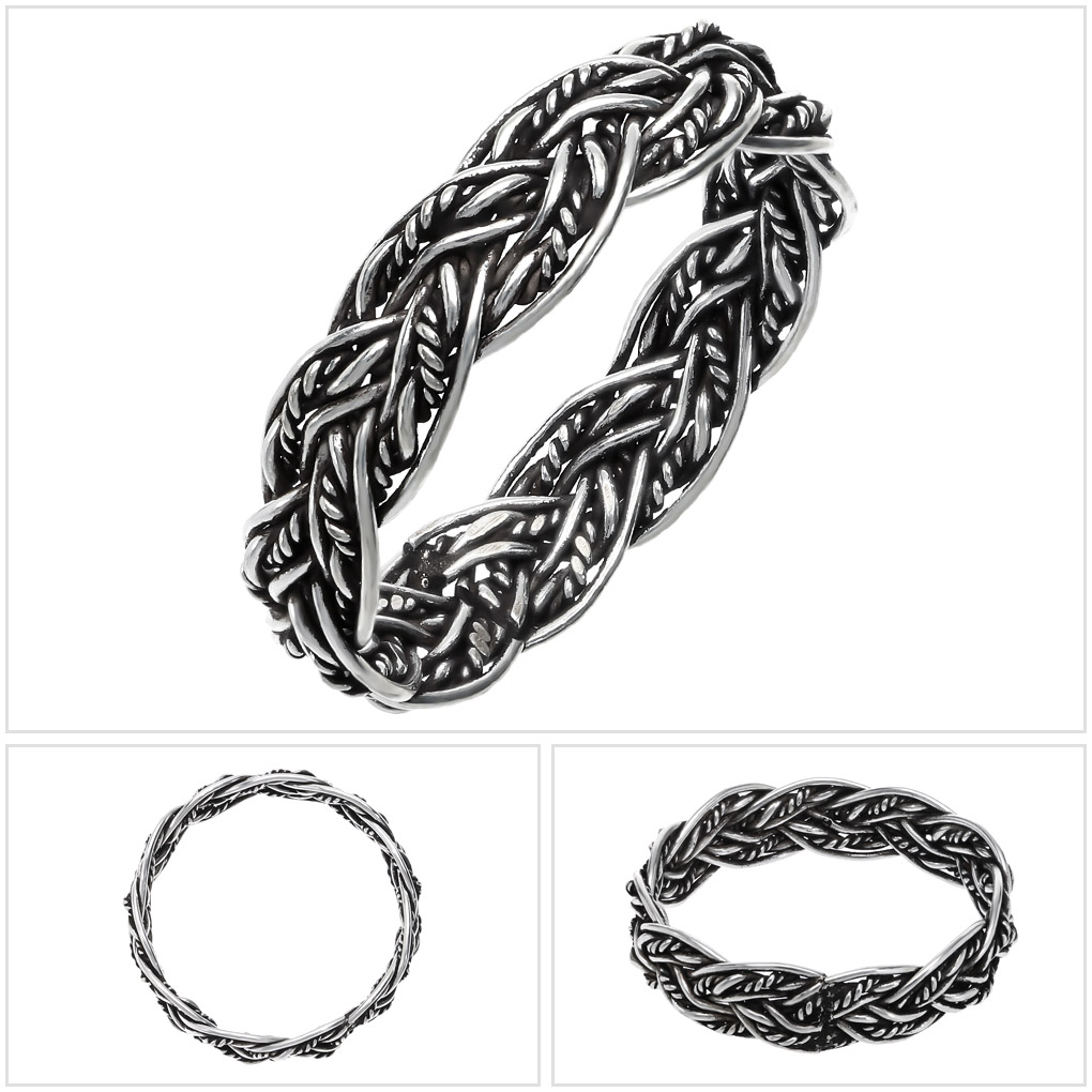 編み込み ロープ デザイン シルバー リング 指輪 13〜24号 メンズ