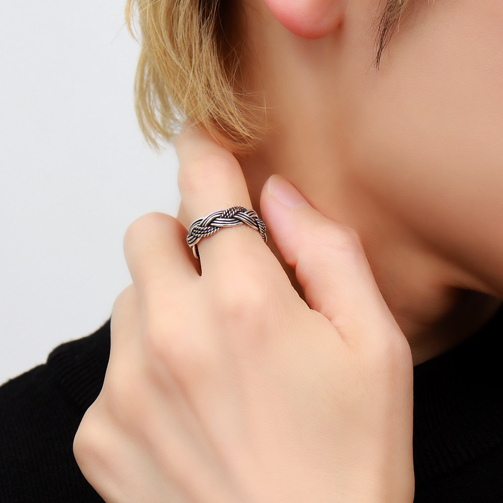 編み込み ロープ デザイン シルバー リング 指輪 14〜31号 メンズ