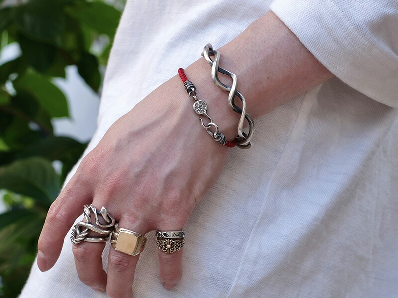 DEAL DESIGN ディールデザイン スクロールロープブレス シルクコード ブレスレット シルバーブレス シルバー925 メンズ コード 刻印 ロープ