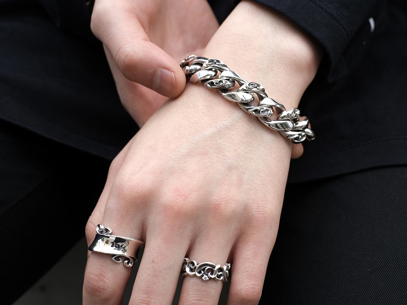 DEAL DESIGN ディールデザイン クラシックフローラルブレス ミックス ブレスレット シルバーブレス シルバー925 メンズ パーツ フローラル フロー 爆買の画像