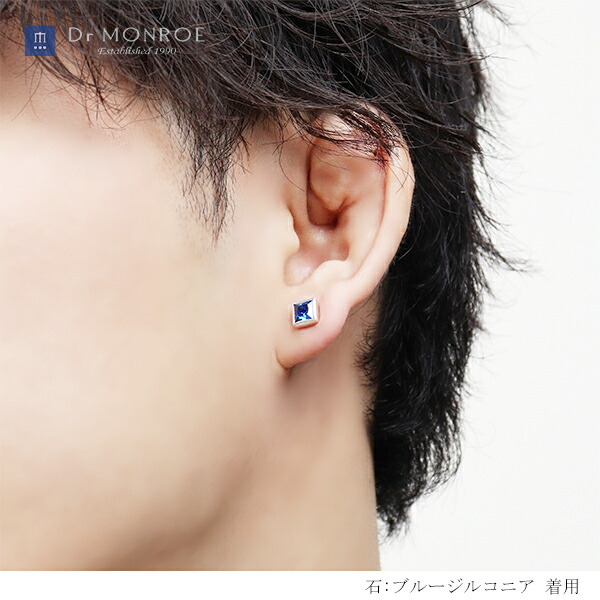 マックスマーラ　M字型ストーン付きロングピアス Dr MONROE ドクターモンロー スクエア ストーン ピアス 1P 片耳