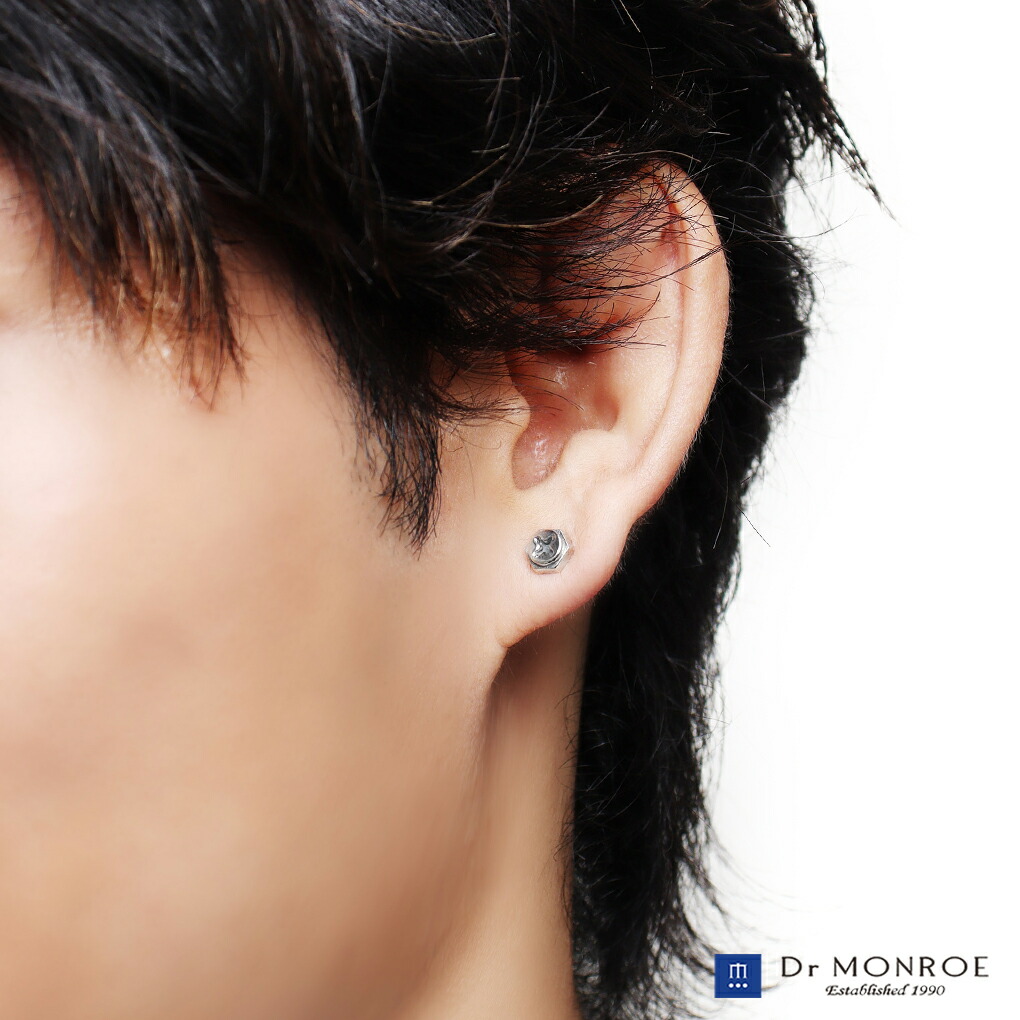 irodoriirodoru ピアス　黒 Dr MONROE（ドクターモンロー） プラス ネジ シルバー ピアス 1P 片耳