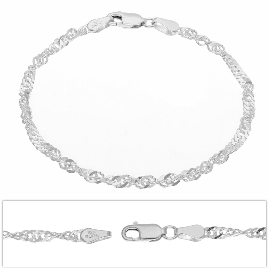 シルバー925 ブレスレット シルバー925 幅3.1mm スクリューチェーン ブレスレット 17cm シルバー