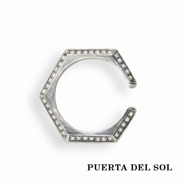 PUERTA DEL SOL シャープエッジ イヤーカフ ジルコニア シルバー950 ユニセックス シルバーアクセサリー 銀 SV950 ブリタニアシルバー 人気 ブランド :PDS EC1213CZ:新宿銀の蔵 シルバーアクセサリー