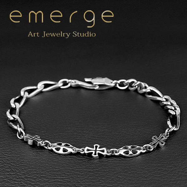 emerge エマージュ クロス チェーン ブレスレット S〜Lサイズ シルバーブレスレット メンズブレスレット シルバー シルバー925 シルバー 爆買