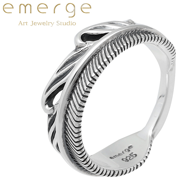 emerge エマージュ フェザー リング 10〜24号 指輪 羽根 シルバーリング メンズリング シルバー シルバー925 シルバーアクセ 羽 シンプル｜ginnokura