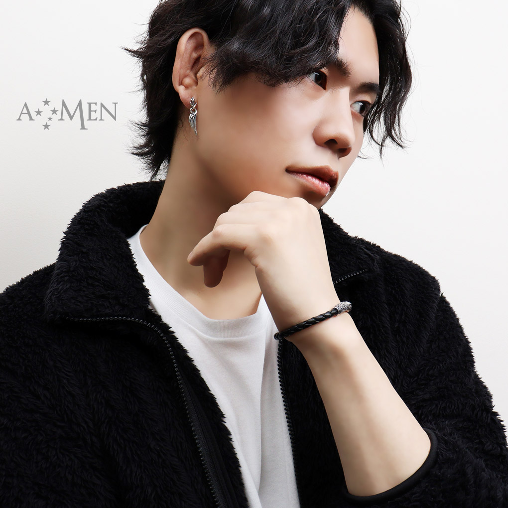 AMEN アメン 主の祈り シルバー 編み込み レザーブレスレット 19.5cm〜20.5cm ブランド シルバー925 ブレスレット ラテン語 キリスト 祈り 教会 爆買_4