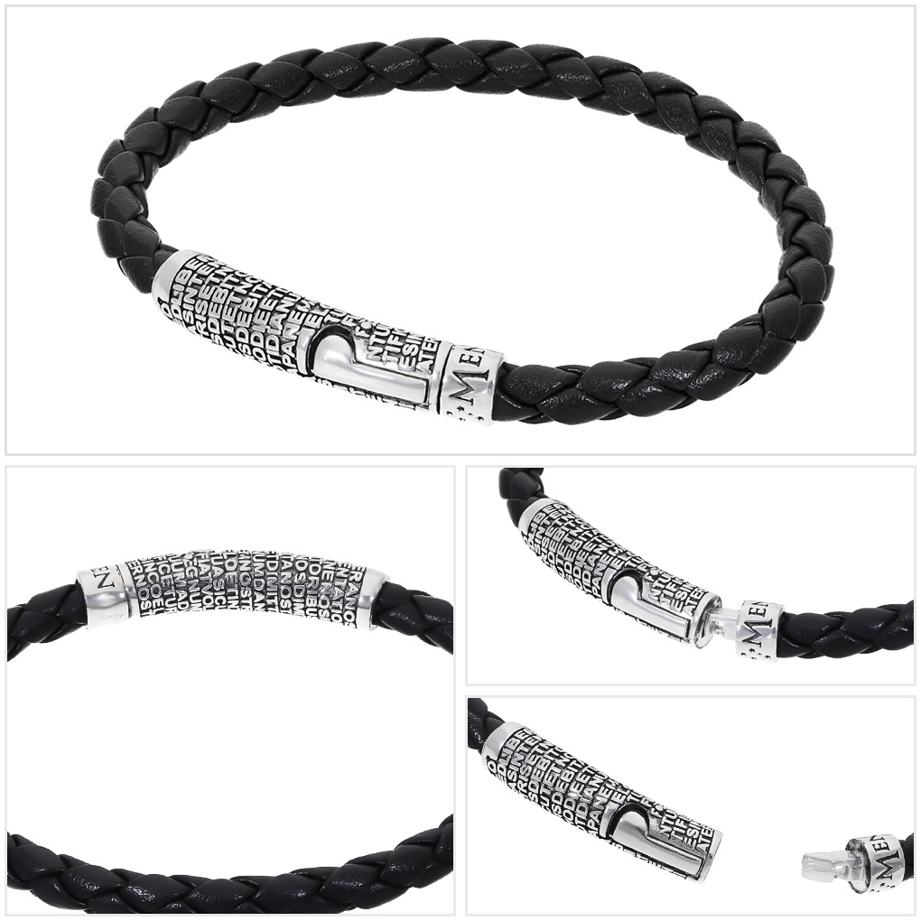 AMEN アメン 主の祈り シルバー 編み込み レザーブレスレット 19.5cm〜20.5cm ブランド シルバー925 ブレスレット ラテン語 キリスト 祈り 教会 爆買_5