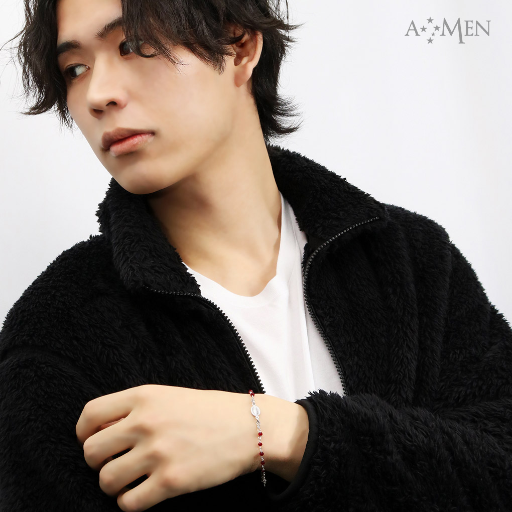 AMEN アメン マリア メダイ クロス シルバー ブレスレット 19〜21cm