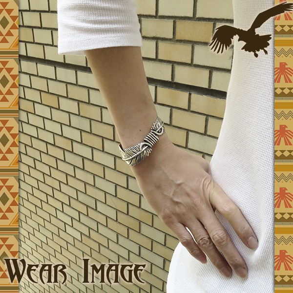 インディアンジュエリー バングル ナバホ族 ツインフェザー 羽根