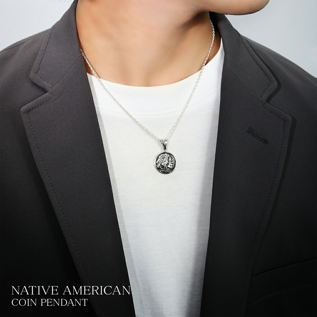 ネイティブ アメリカン コイン ネックレス ペンダント ペンダントトップ メンズネックレス シルバー インディアン ネイティブアメリカン ヴィンテージ