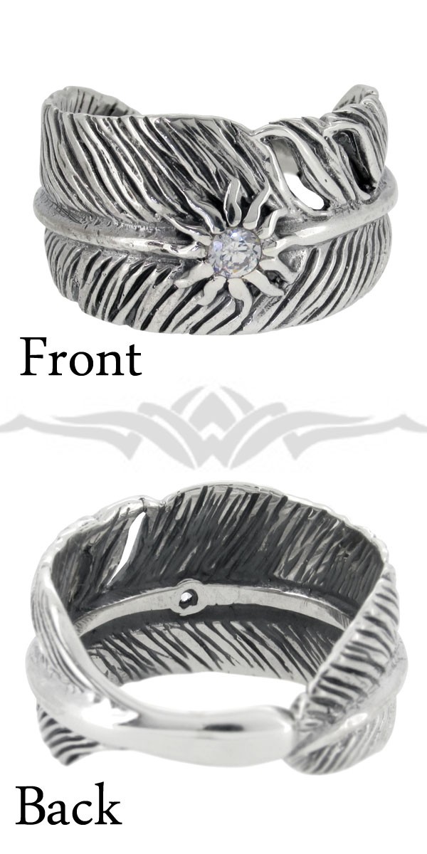 日本サイズ17号 男性用シルバーカラー ドルリング SN151S17 シルバーリング メンズ 羽根 フェザー ジルコニア 17-23号 人気