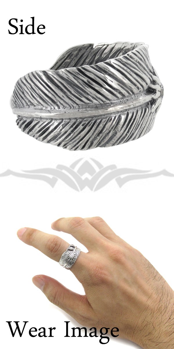 シルバーリング メンズ 羽根 フェザー ジルコニア 17-23号 人気